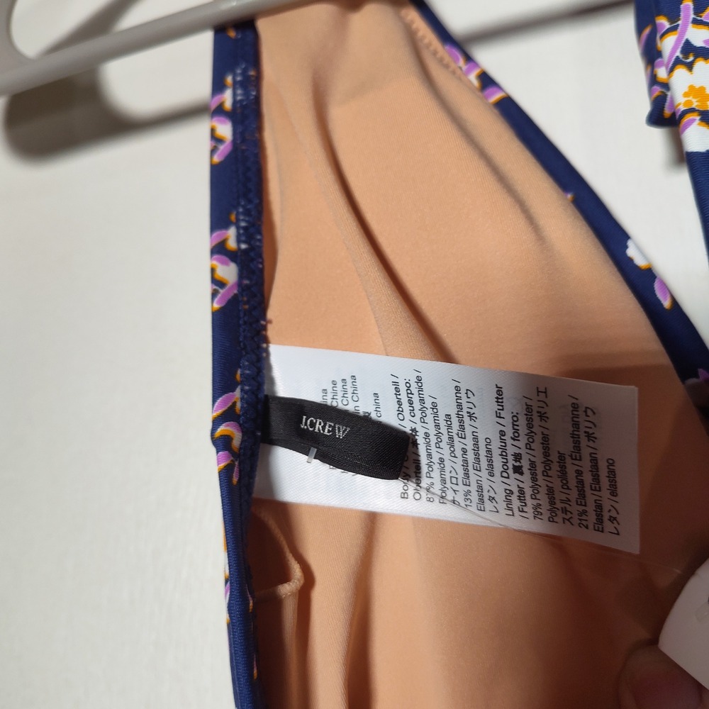 J.Crew NEW Halter V-Neck One Piece Swimsuit Navy Block Print Floral AV289 Size 0 - Picture 7 of 10